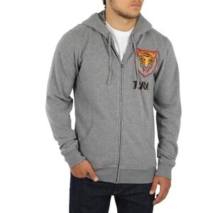 RVCA Matt Leines Tiger Patch Full Zip Hoodie Heather Grey XL Rare ANP Art